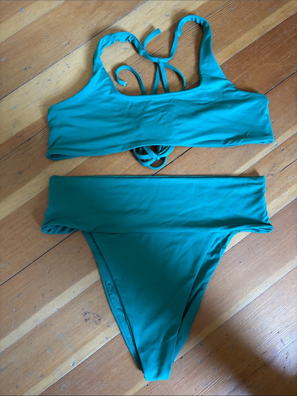 Toast Swim Green High-Waist Bikini Set - Women's Swim